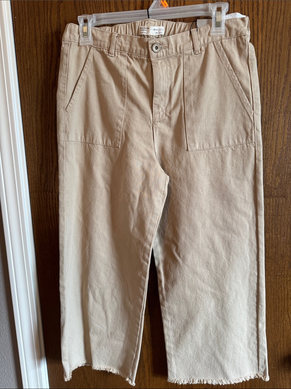 Zara Girls Light Beige Cropped Chinos